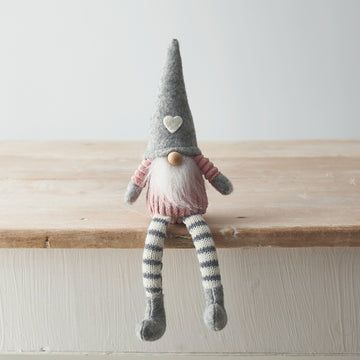 Grey And Pink Gonks Shelf Sitting Gonk  25cm tall.