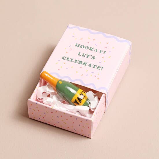 Lisa Angel Tiny Matchbox Ceramic Tokens - Champagne Bottle.