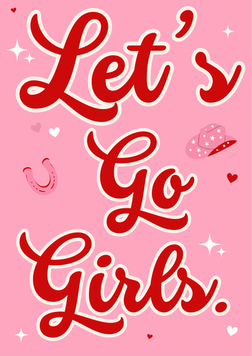 Wall Art Lets Go Girls Print: 5x7 Blue Iris Designs Music Inspired