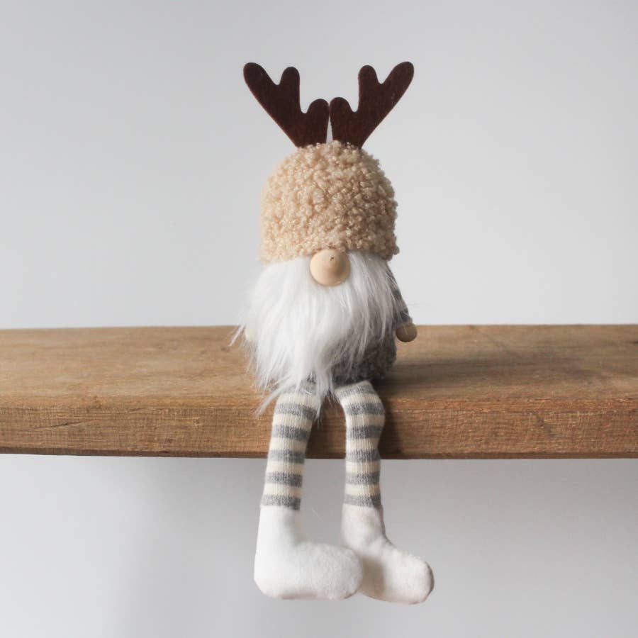 Antler Gonk Shelf Sitter With Sherpa Hat 23cm Tall.