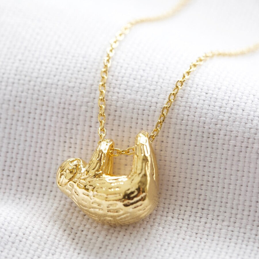 Gold Sloth Pendant Necklace By Lisa Angel