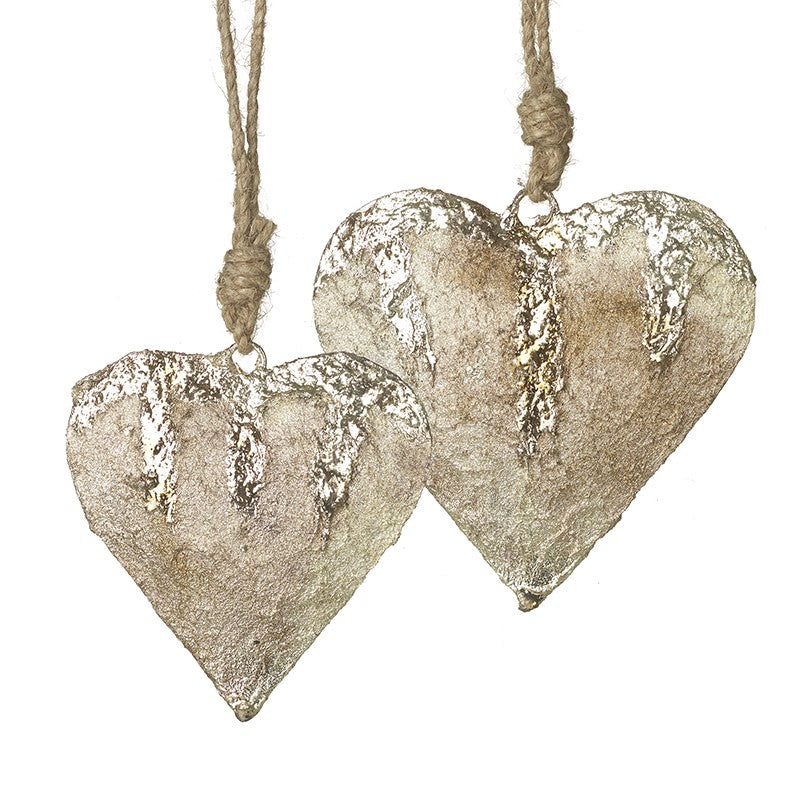 Heaven Sends Gold Topped Hanging Hearts Set Of 2