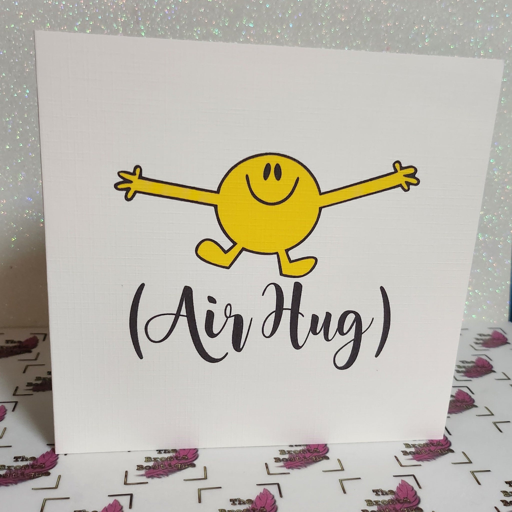 Positive Affirmation Handmade Card 'Air Hug' Smiley Face  Humour Free Delivery