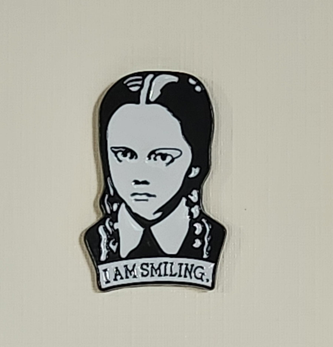 Wednesday Enamel Badge On Gift Card I'm Smiling It's Your Birthday Nevermore Enid Thing Addams Family Letterbox Gift Direct To Recipient