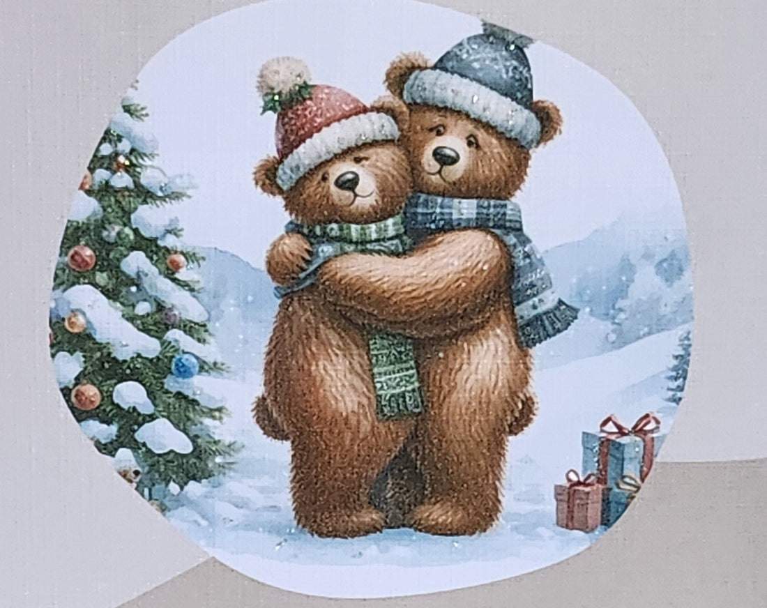 Dad And Stepmum Christmas Handmade Card Wishing My Dad And Stepmum A Beary Special Christmas Teddy Bear Couple Watercolour Free Delivery