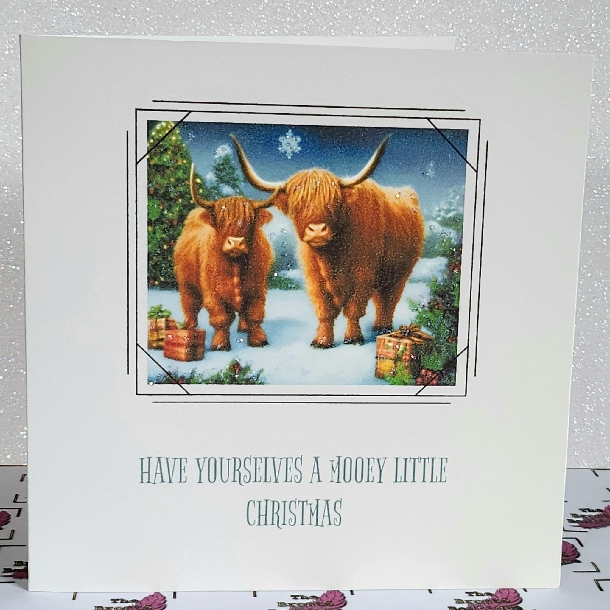 Highland Cow Christmas Card Have Yourselves A Mooey Little Christmas Handmade Family And Friends Highland Coo Glitter Free Delivery