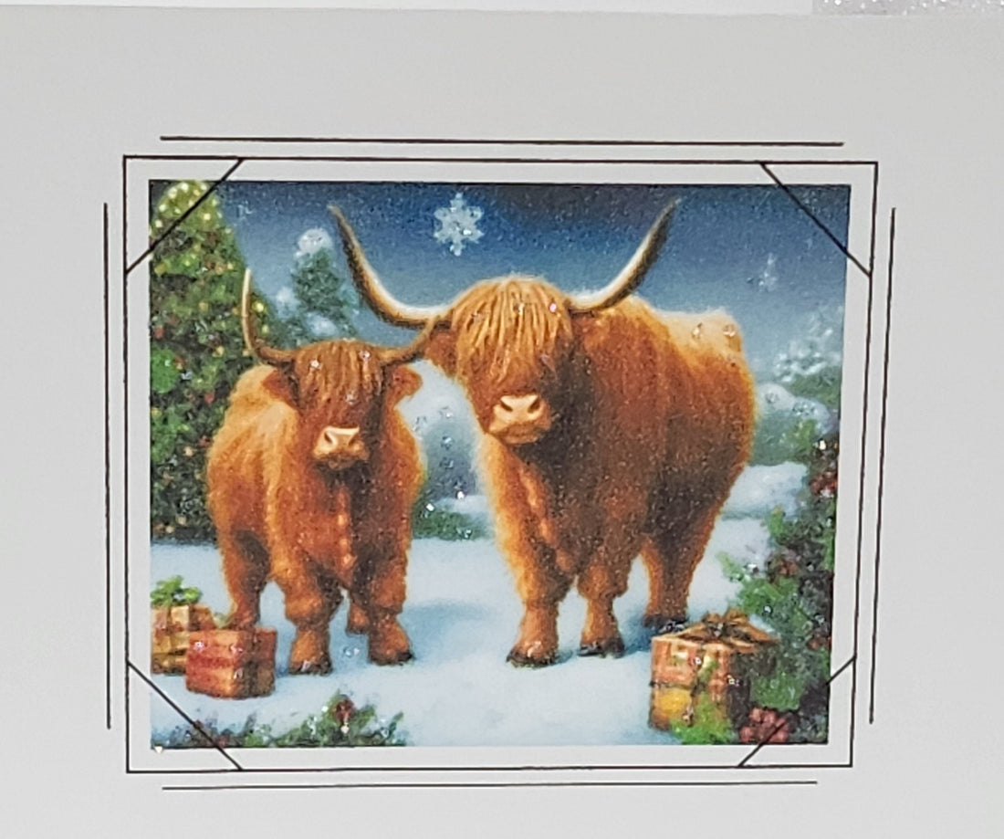 Highland Cow Christmas Card Have Yourselves A Mooey Little Christmas Handmade Family And Friends Highland Coo Glitter Free Delivery