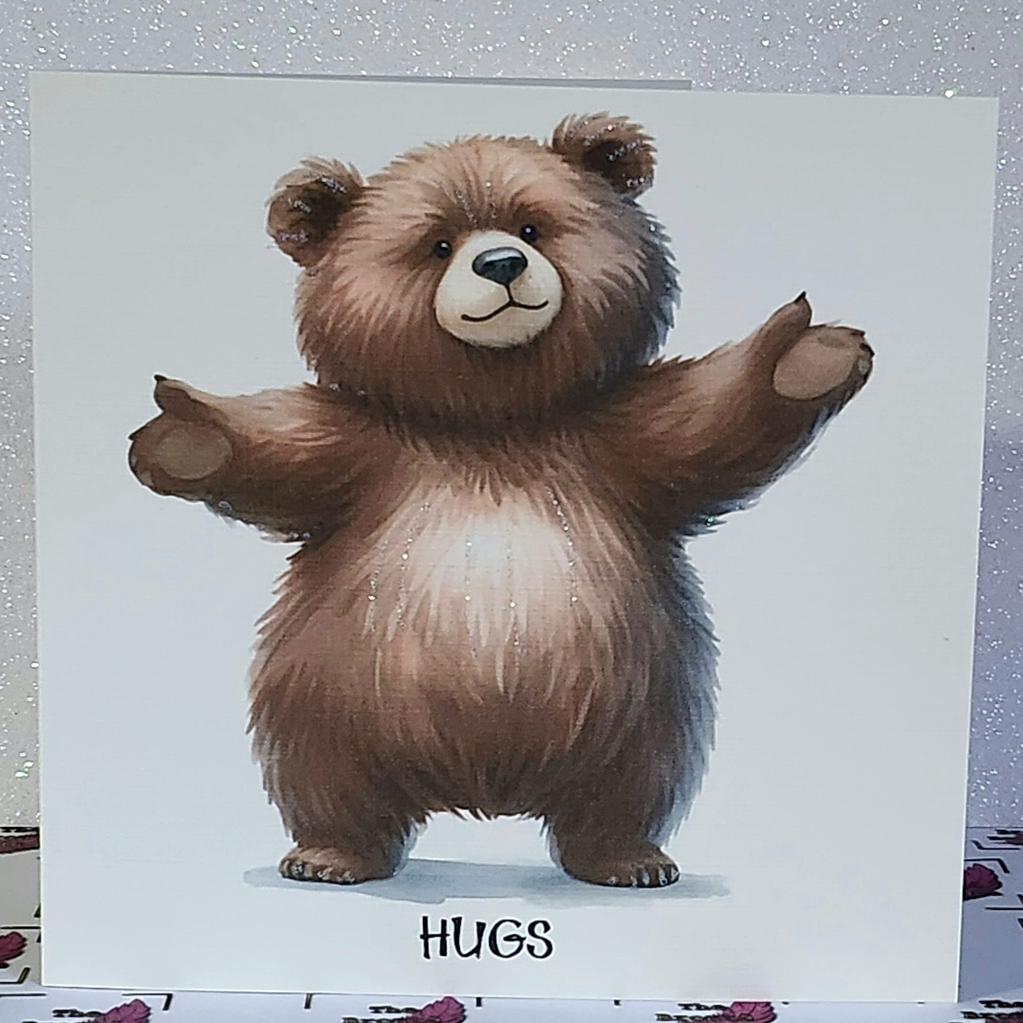 Positive Affirmation Handmade Card 'Bear Hugs' Watercolour Bear Self Love Mental Health Free Delivery
