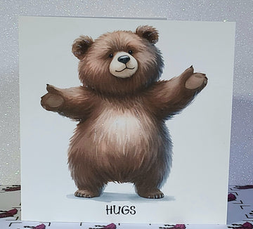 Positive Affirmation Handmade Card 'Bear Hugs' Watercolour Bear Self Love Mental Health Free Delivery