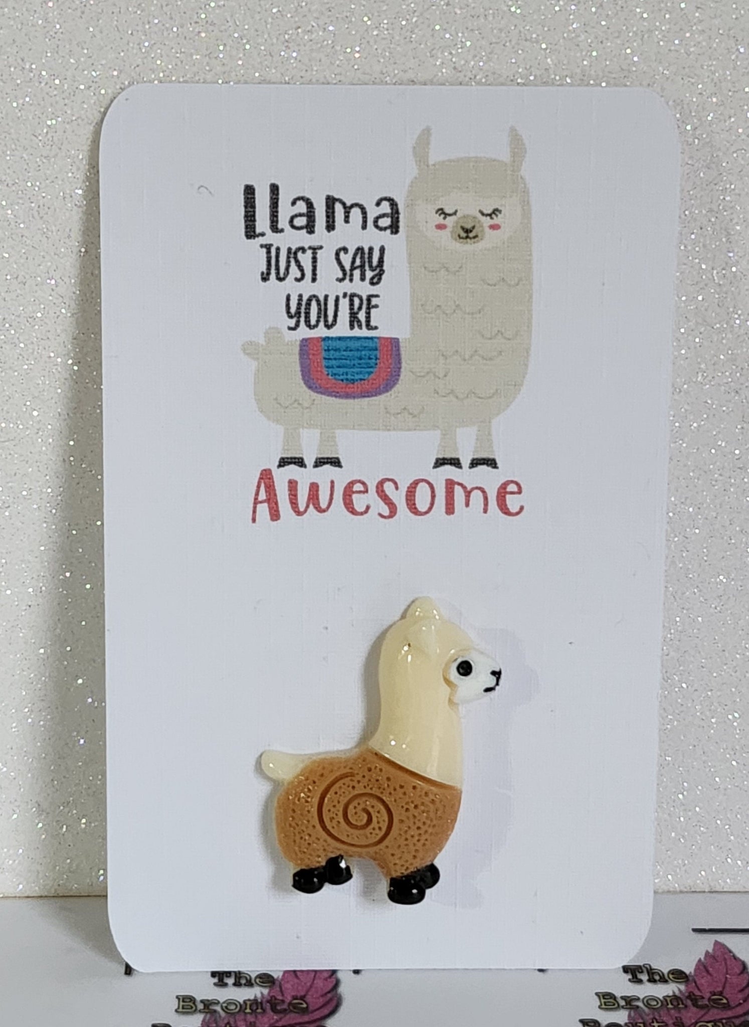 Llama Pocket Hug Resin Llama Pocket Hug Token Mounted On Gift Card 'Llama Just Say You're Awesome' Friend Gift With  Llots Of Llove Envelope