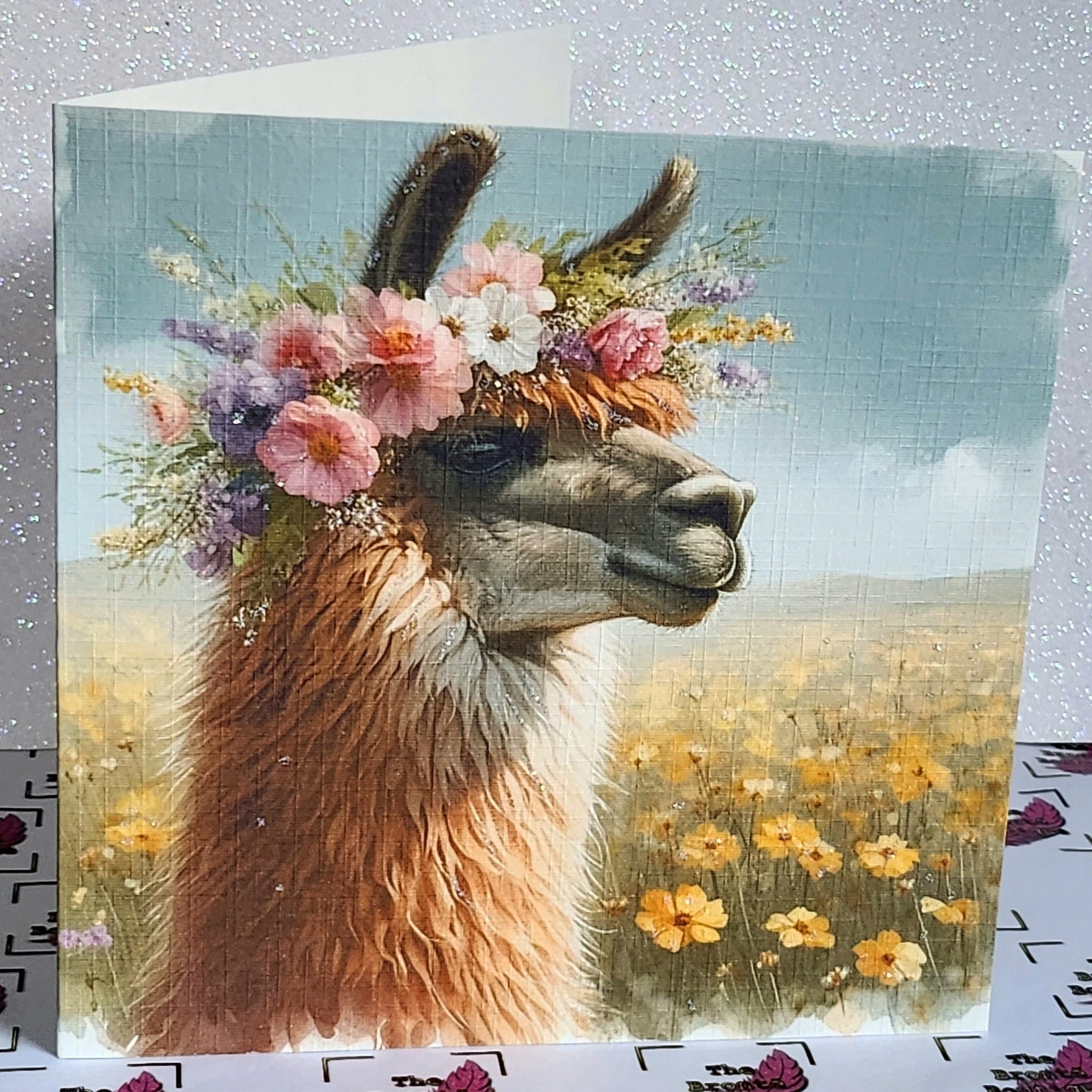 Llama Watercolour Card Handmade Llama Valentines Anniversary Wedding Civil Partnership Husband Wife Glitter Detailing Free Delivery