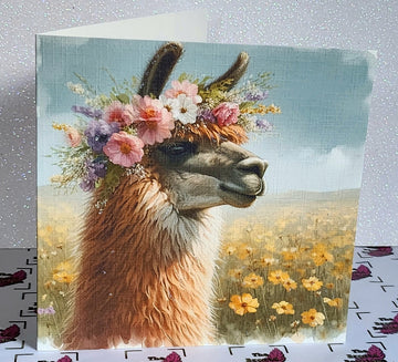 Llama Watercolour Card Handmade Llama Valentines Anniversary Wedding Civil Partnership Husband Wife Glitter Detailing Free Delivery