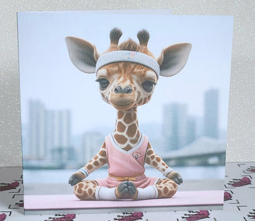 Giraffe Doing Yoga Card