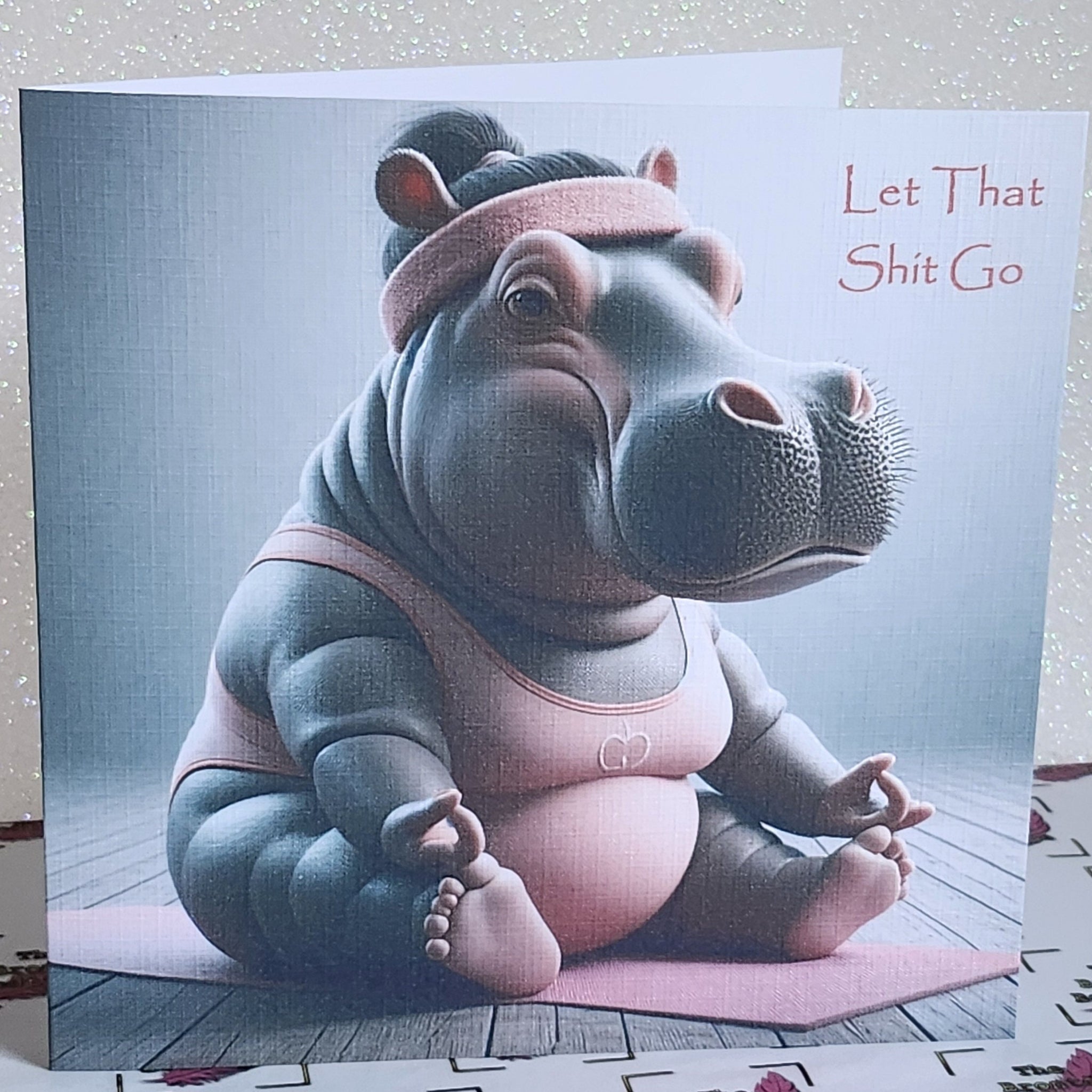 Hippo Doing Yoga Card