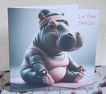 Hippo Doing Yoga Card