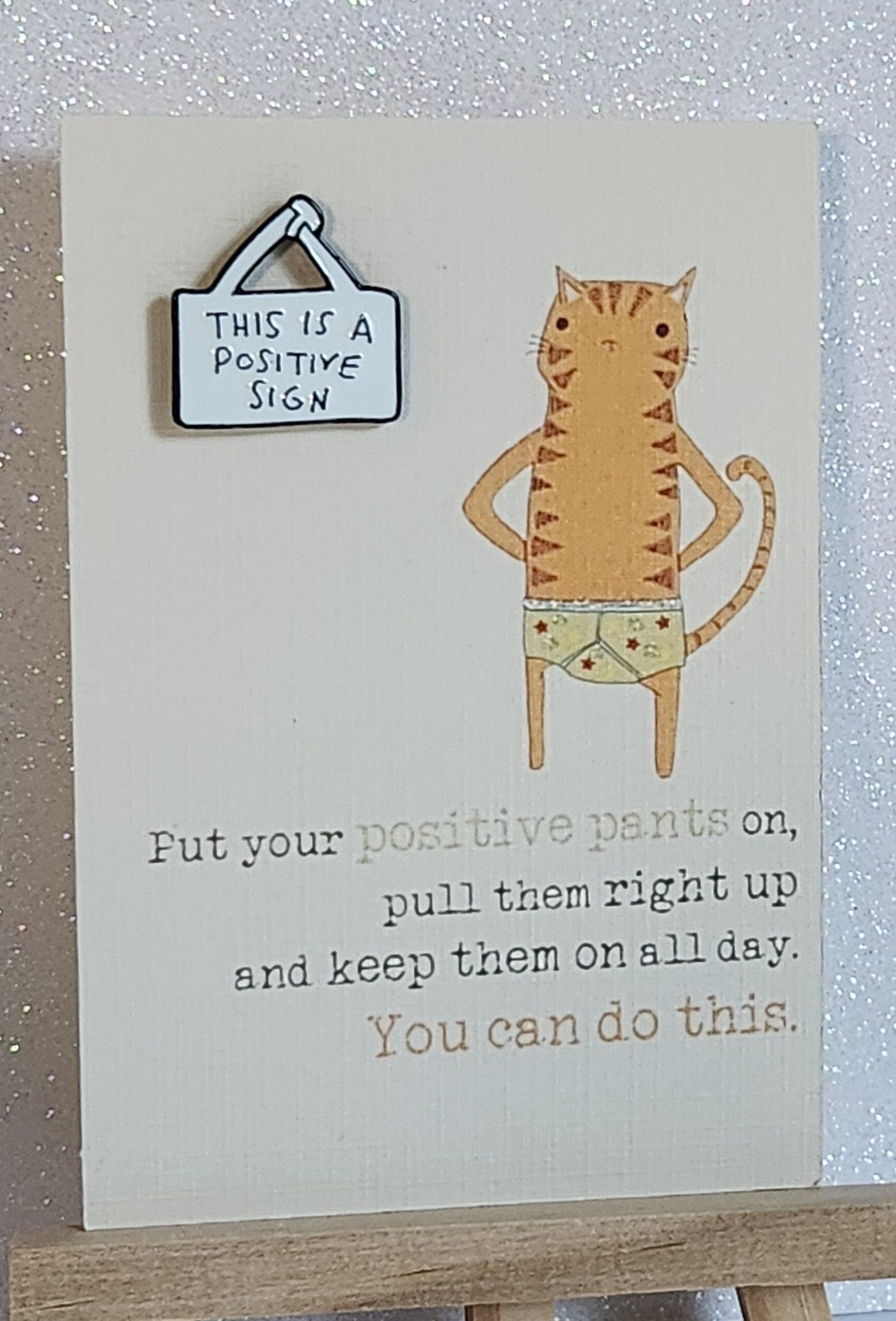 This Is A Positive Sign Enamel Pin Badge On Gift Card