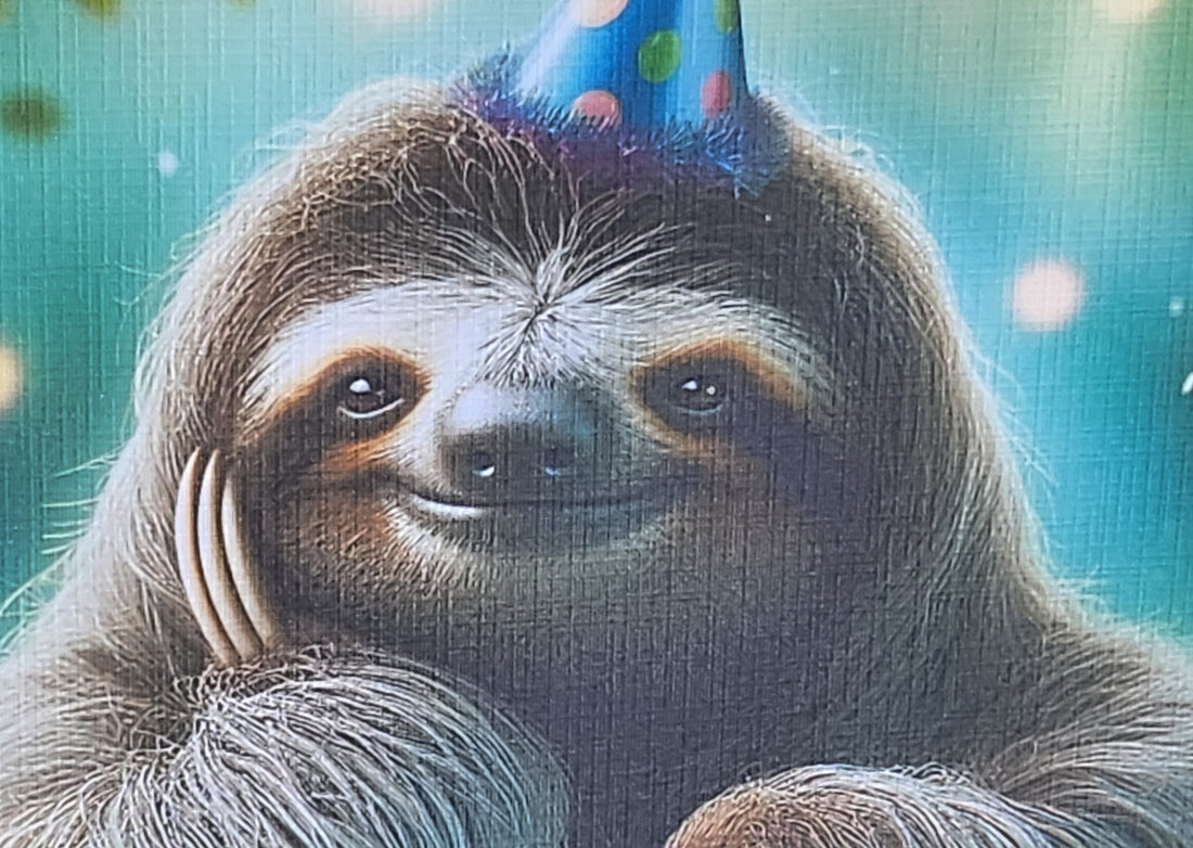 Sloth Wearing Birthday Hat Handmade Birthday Card