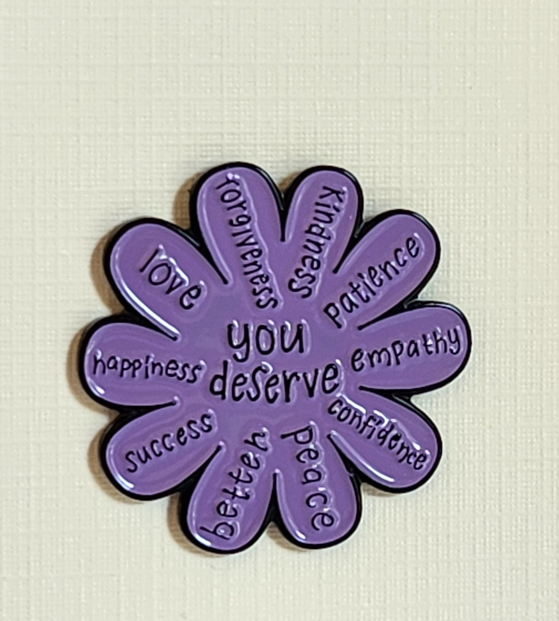 Positive Affirmation Enamel Pin Badge 'You Deserve Peace Love' 'Let Them' Flower On Gift Card Mental Health Self Love Suicide Prevention