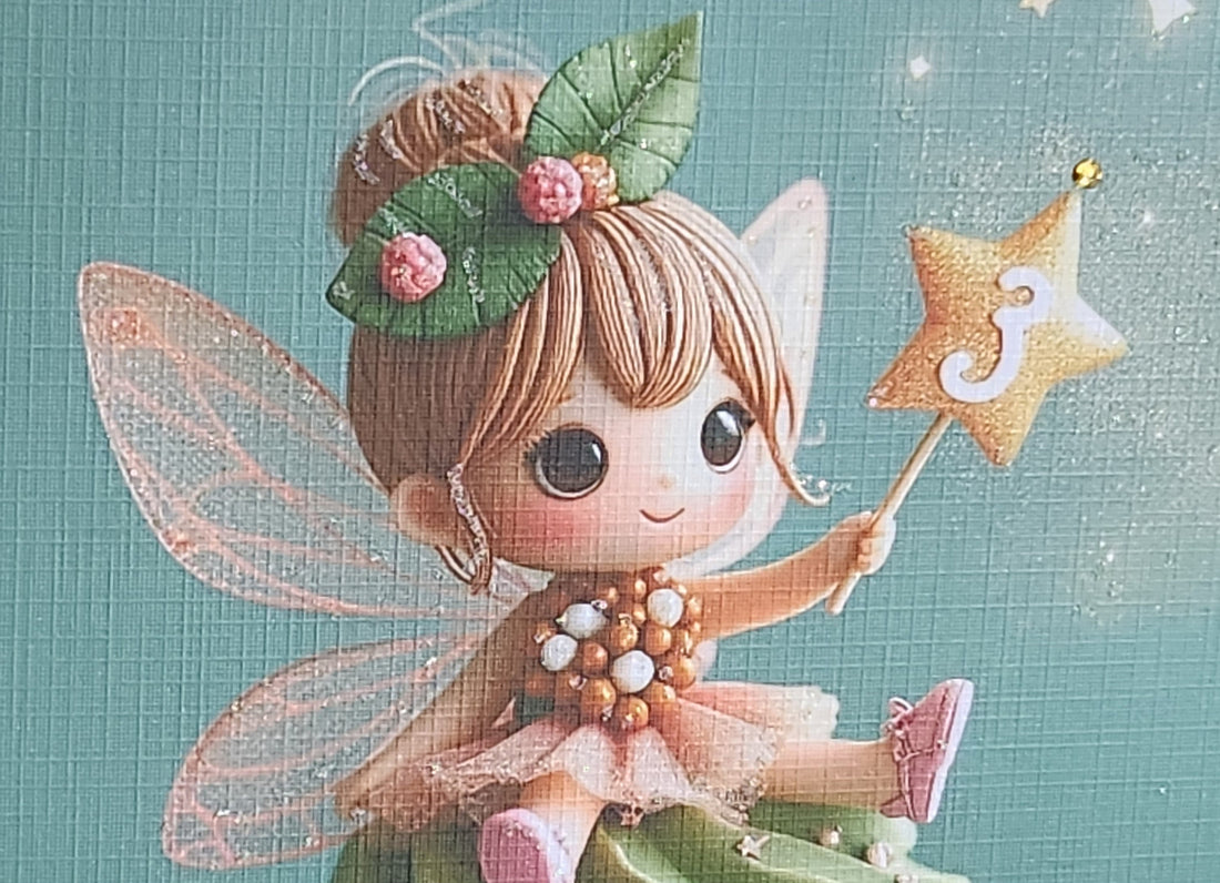 3rd Birthday Card Cute Fairy With Tiara Sat On Cupcake 'Three Today' Glitter Detailing Swarovski Flat Backed Crystal Handmade Free Delivery