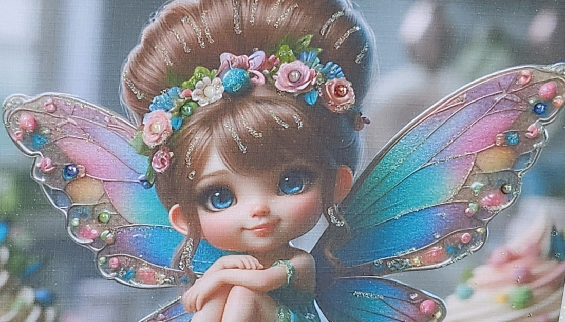 Fairy Card Fairy With Tiara Sat On Cupcake Daughter Friend Rainbow Wings Faux Pearls Glitter Detailing Happy Birthday Square Free Delivery