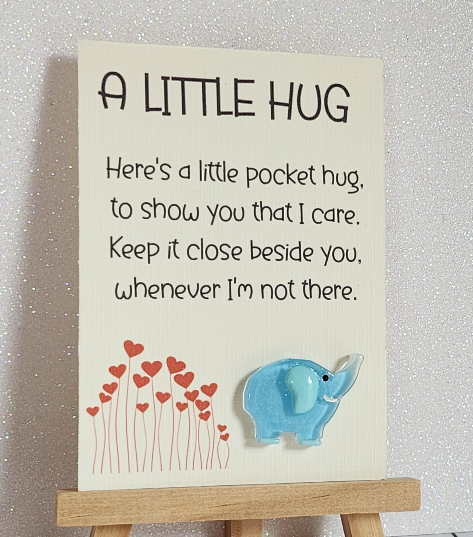 Elephant Pocket Hug 3d Blue Elephant Pocket Hug On Gift Card Gift Card Option Positive Affirmation Friend Son Daughter Back To School