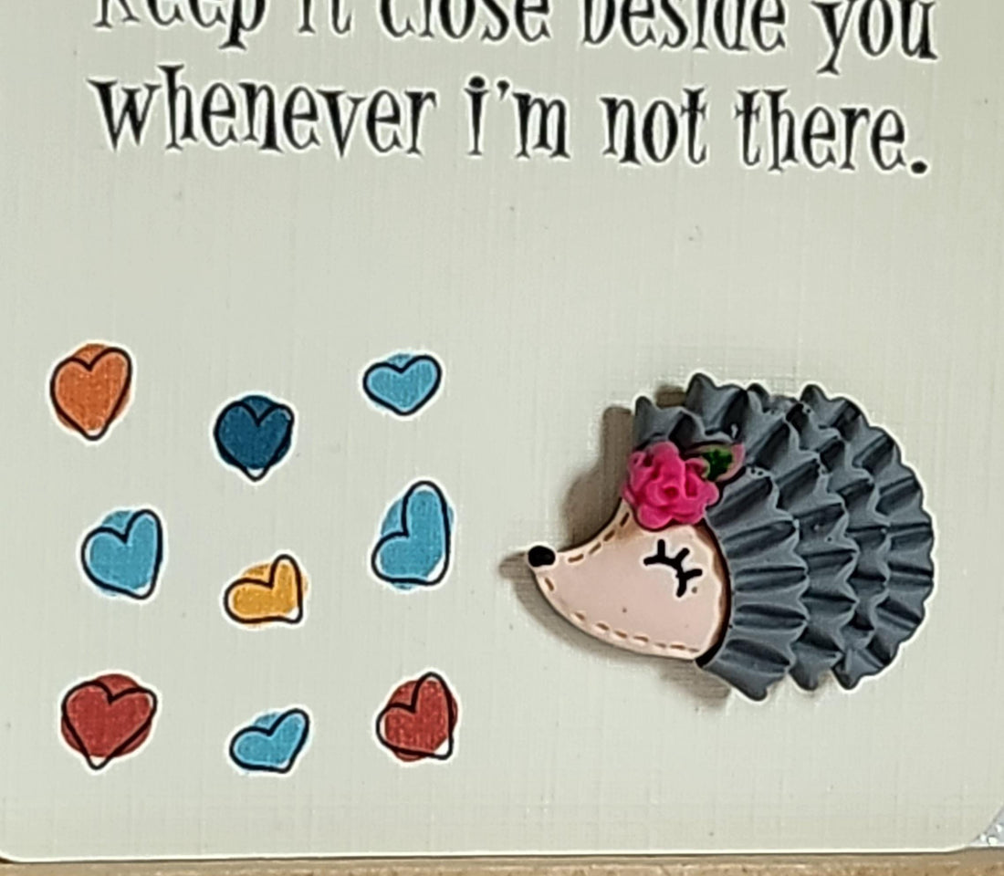 Pocket Hug 3d Grey Hedgehog Pocket Hug On Gift Card Personalised Gift Card Option Positive Affirmation Friend Son Daughter A Hug For You