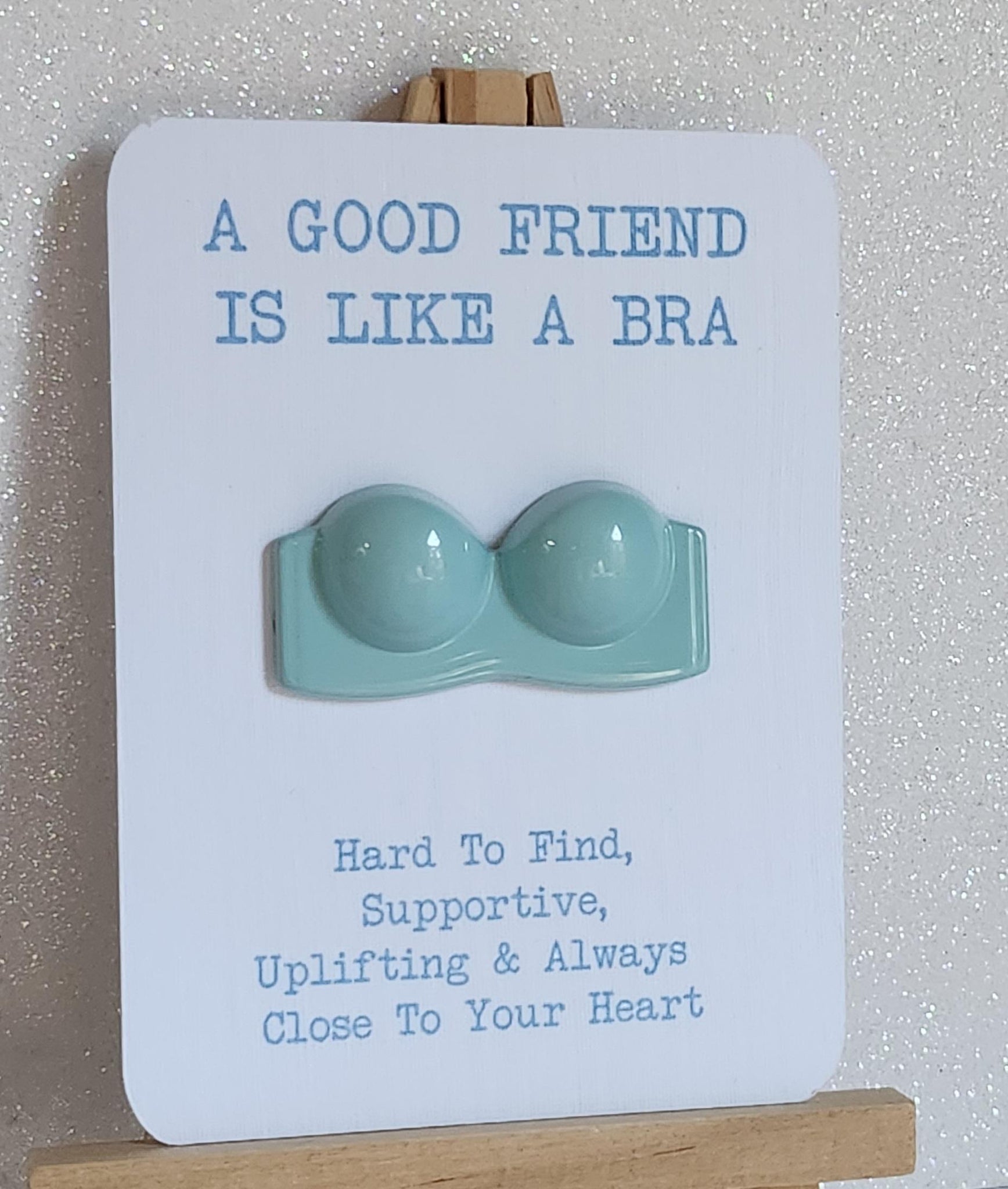 Bra Pocket Hug On Gift Card 'A Good Friend Is Like A Bra Hard To Find Supportive Uplifting & Always Close To Your Heart' Friend Hug Token