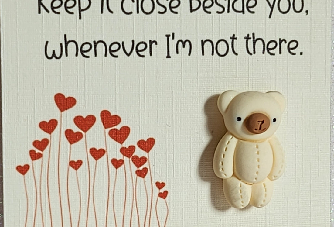 Teddy Bear Pocket Hug 3d Cream Teddy Bear Pocket Hug On Gift Card Personalised Gift Card Option Positive Affirmation Friend Son Daughter