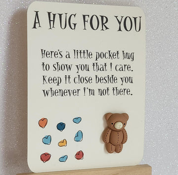 Teddy Bear Pocket Hug 3d Brown Teddy Bear Pocket Hug On Gift Card Personalised Gift Card Option Positive Affirmation Friend Son Daughter