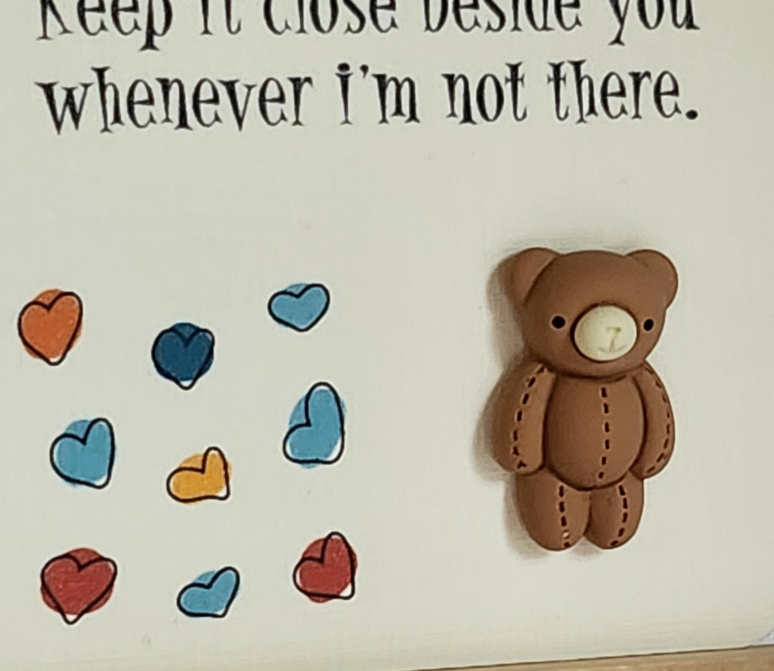 Teddy Bear Pocket Hug 3d Brown Teddy Bear Pocket Hug On Gift Card Personalised Gift Card Option Positive Affirmation Friend Son Daughter