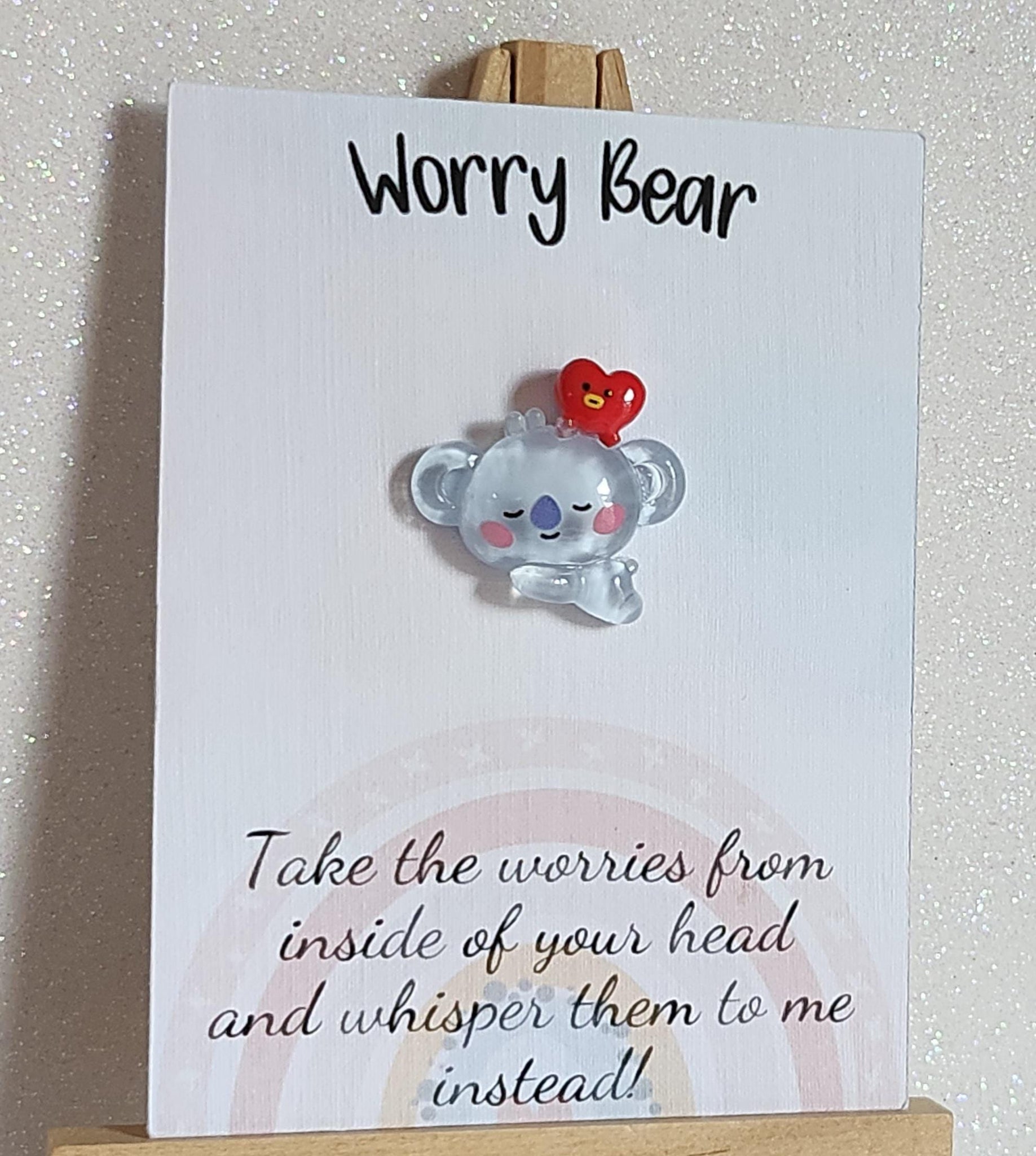 Worry Bear 3d Koala Bear Pocket Hug On Gift Card 'Take The Worries From Inside Your Head Whisper Them To Me Instead' New School Son Daughter