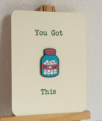 Positive Enamel Badge 'Take Care' You Got This On Gift Card Affirmation Mental Health Friendship Self Love Suicide Prevention Be Kind