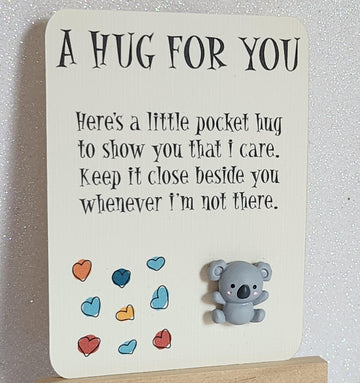 Koala Bear Pocket Hug 3d Grey Koala Bear Pocket Hug On Gift Card Personalised Gift Card Option Positive Affirmation Friend Son Daughter