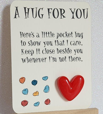 Heart Pocket Hug 3d Red Love Heart Hug Token On Gift Card Personalised Gift Card Option Affirmation Friend Son Daughter Mental Health