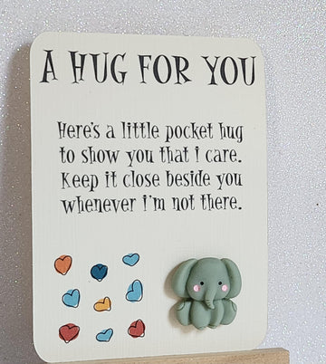 Pocket Hug 3d Green Elephant Pocket Hug On Gift Card Personalised Gift Card Option Positive Affirmation Friend Son Daughter A Hug For You