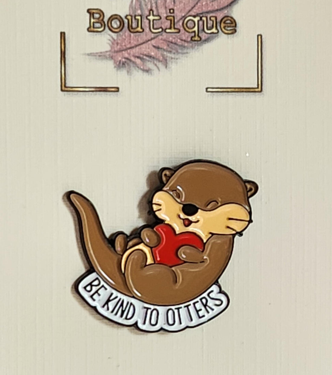 Funny Enamel Pin Badge On Gift Card 'Be Kind To Otters' Cute Otter Humour Anti Bullying Mental Health Self Love Suicide Prevention Friend