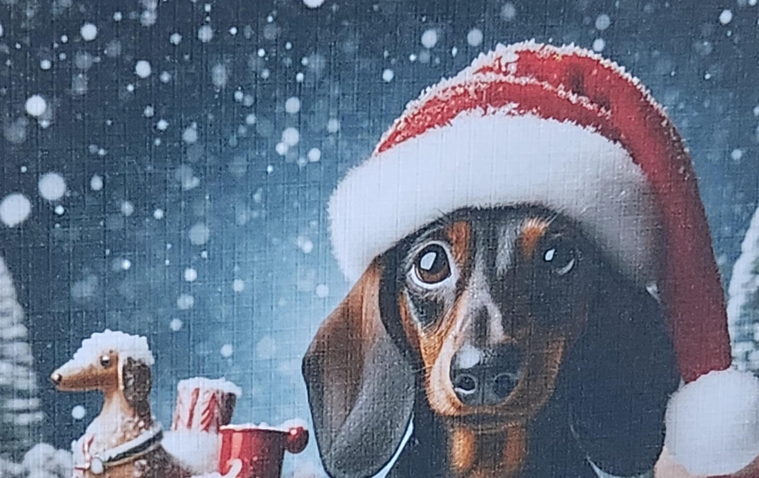 Dachshund Christmas Card Dachshund Through The Snow Dachshund Wearing Santa Hat With Sleigh Christmas Card Festive Scene  Free Delivery