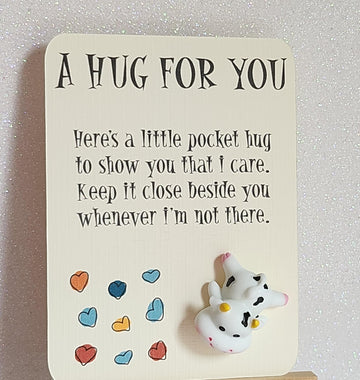 Cow Pocket Hug 3d Black And White Cow Pocket Hug On Gift Card Personalised Gift Card Option Positive Affirmation Friend Back To School Son