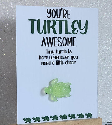 Turtle Pocket Hug 3d Green Turtle Pocket Hug On Gift Card 'You're Turtley Awesome' Personalised Option Positive Affirmation Back To School