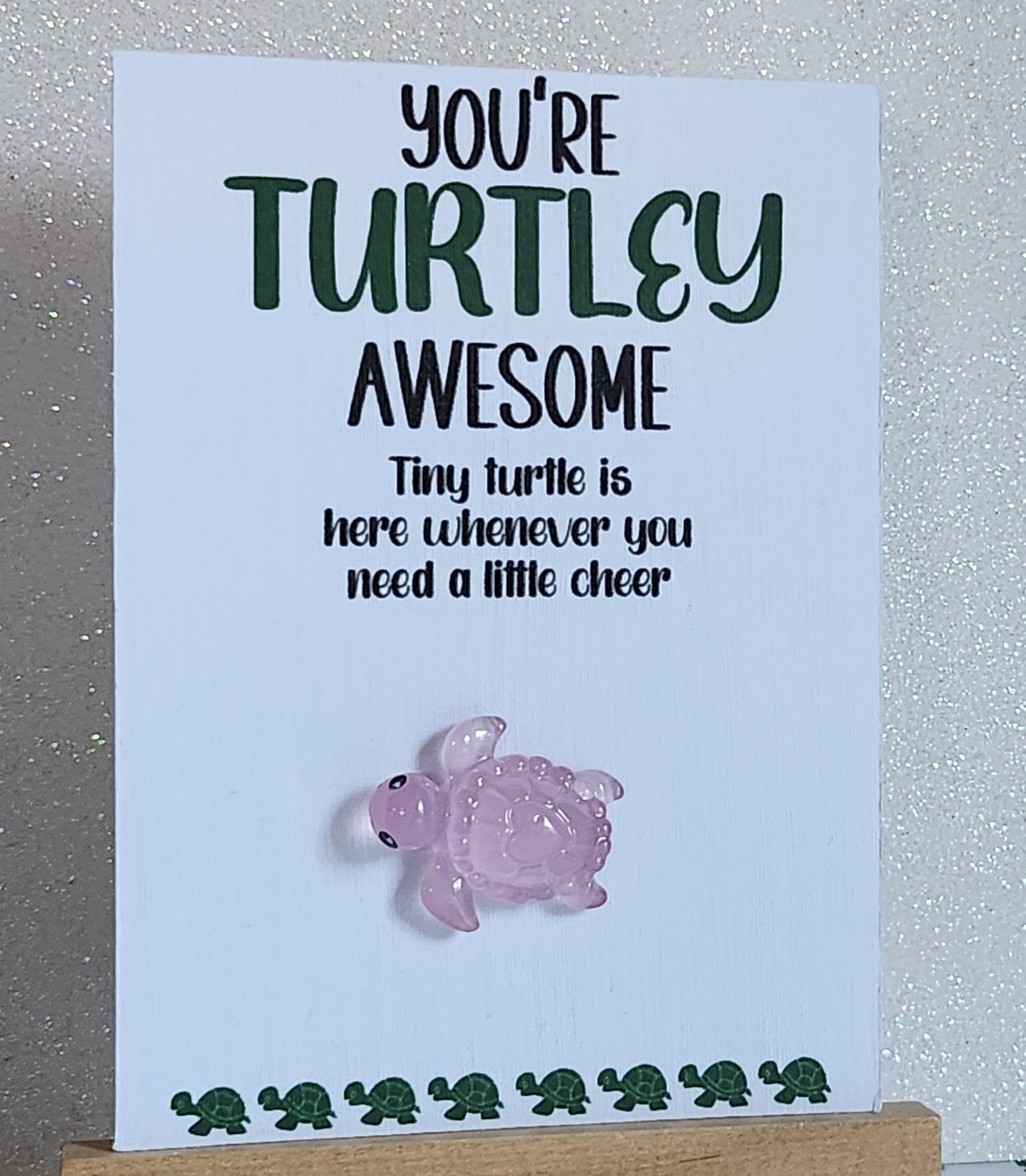 Turtle Pocket Hug 3d Pink Turtle Pocket Hug On Gift Card 'You're Turtley Awesome' Personalised Option Positive Affirmation Back To School