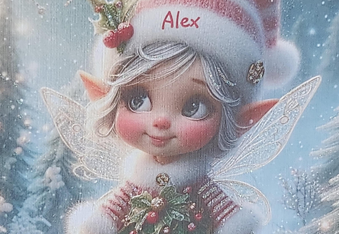 Christmas Fairy Card Handmade Personalised Fairy In Festive Scene Christmas Tree Glitter Choice Of Name Linen Effect Holidays Free Delivery