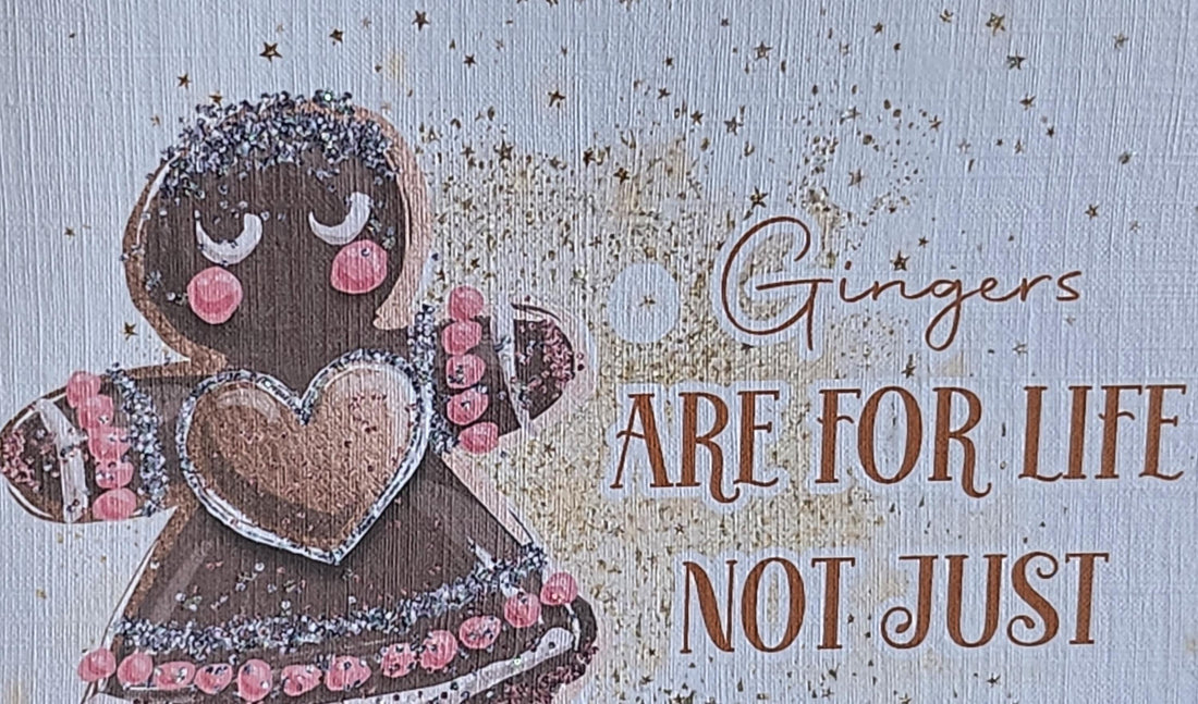 Christmas Card Gingerbread Girl 'Gingers Are For Life Not Just For Christmas' Candy Cane   Glitter Detail Daughter Sister Mum Free Delivery