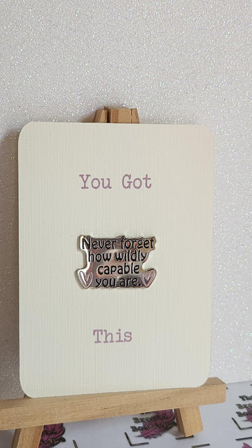 Positive Enamel Badge On Gift Card 'Never Forget How Wildly Capable You Are' Affirmation Mental Health Breakup Friend Self Love You Got This