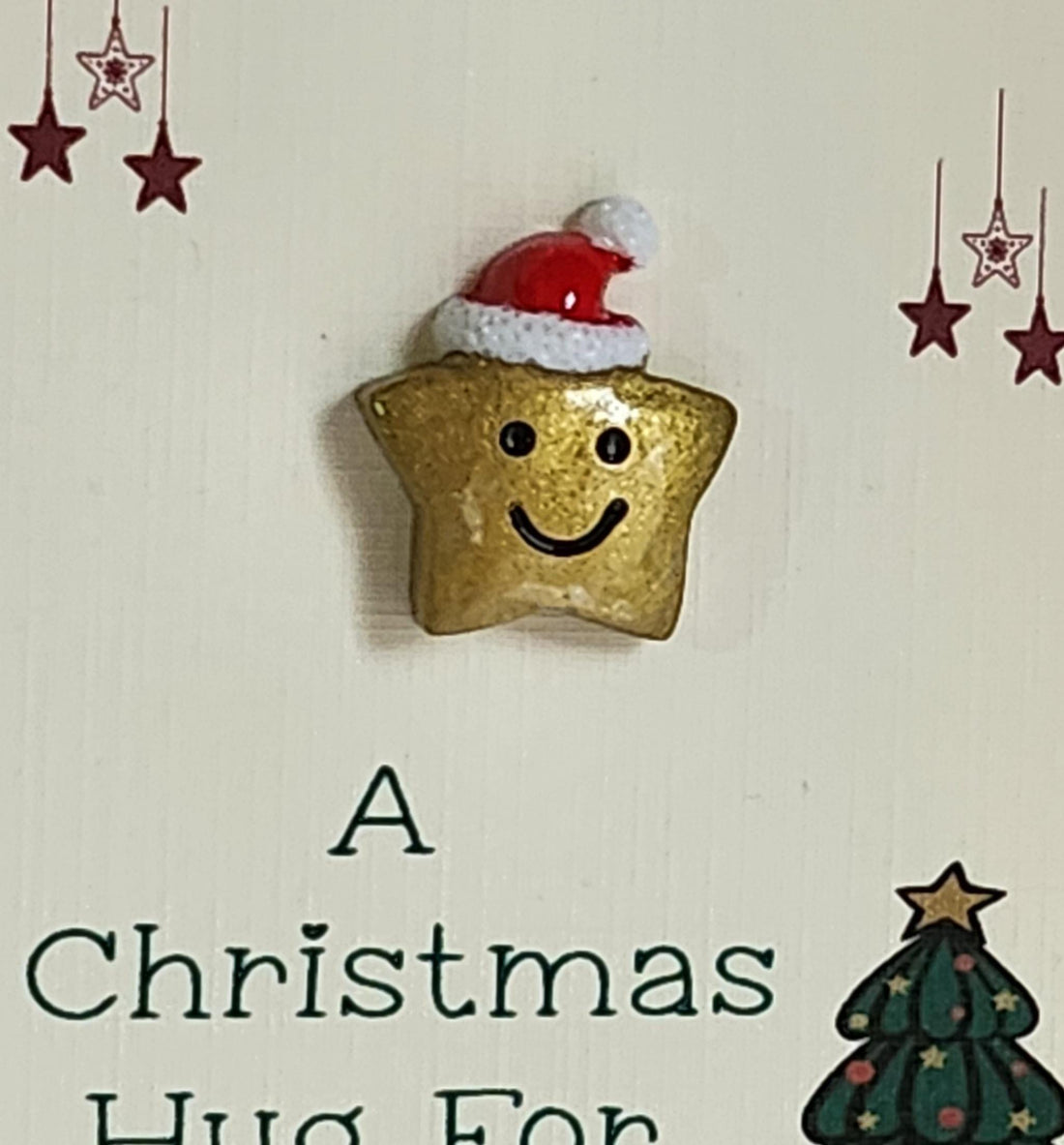 Secret Santa Gift Christmas Pocket Hug 3d Gold Star Santa Hat Pocket Hug Mounted On Gift Card 'A Christmas Hug For You' Festive Holidays