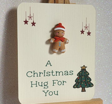 Secret Santa Gift Christmas Pocket Hug 3d Gingerbread Man Pocket Hug Mounted On Gift Card 'A Christmas Hug For You' Santa Hat Holidays