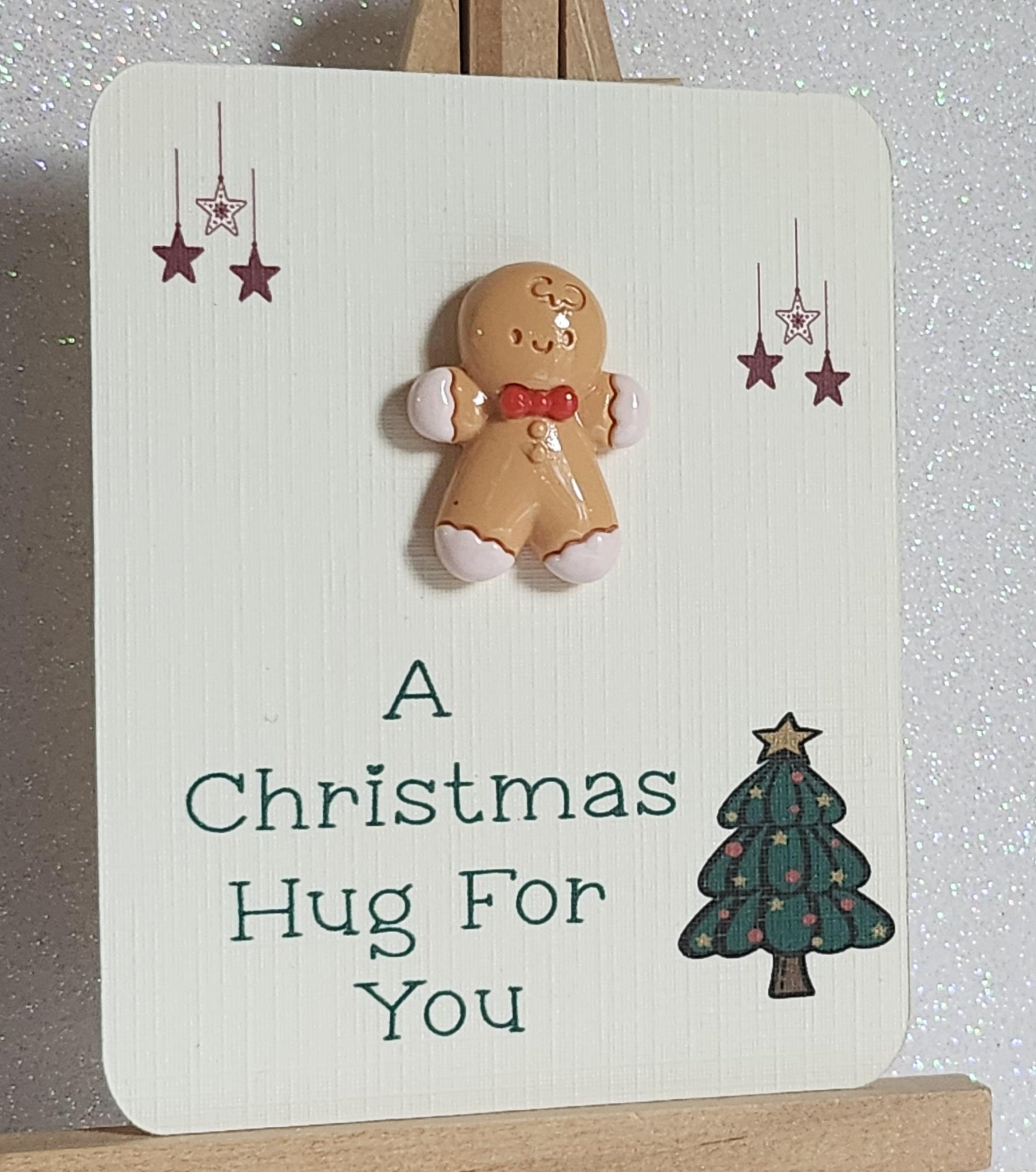 Secret Santa Gift Christmas Pocket Hug 3d Gingerbread Man Pocket Hug Mounted On Gift Card 'A Christmas Hug For You' Secret Santa Holidays