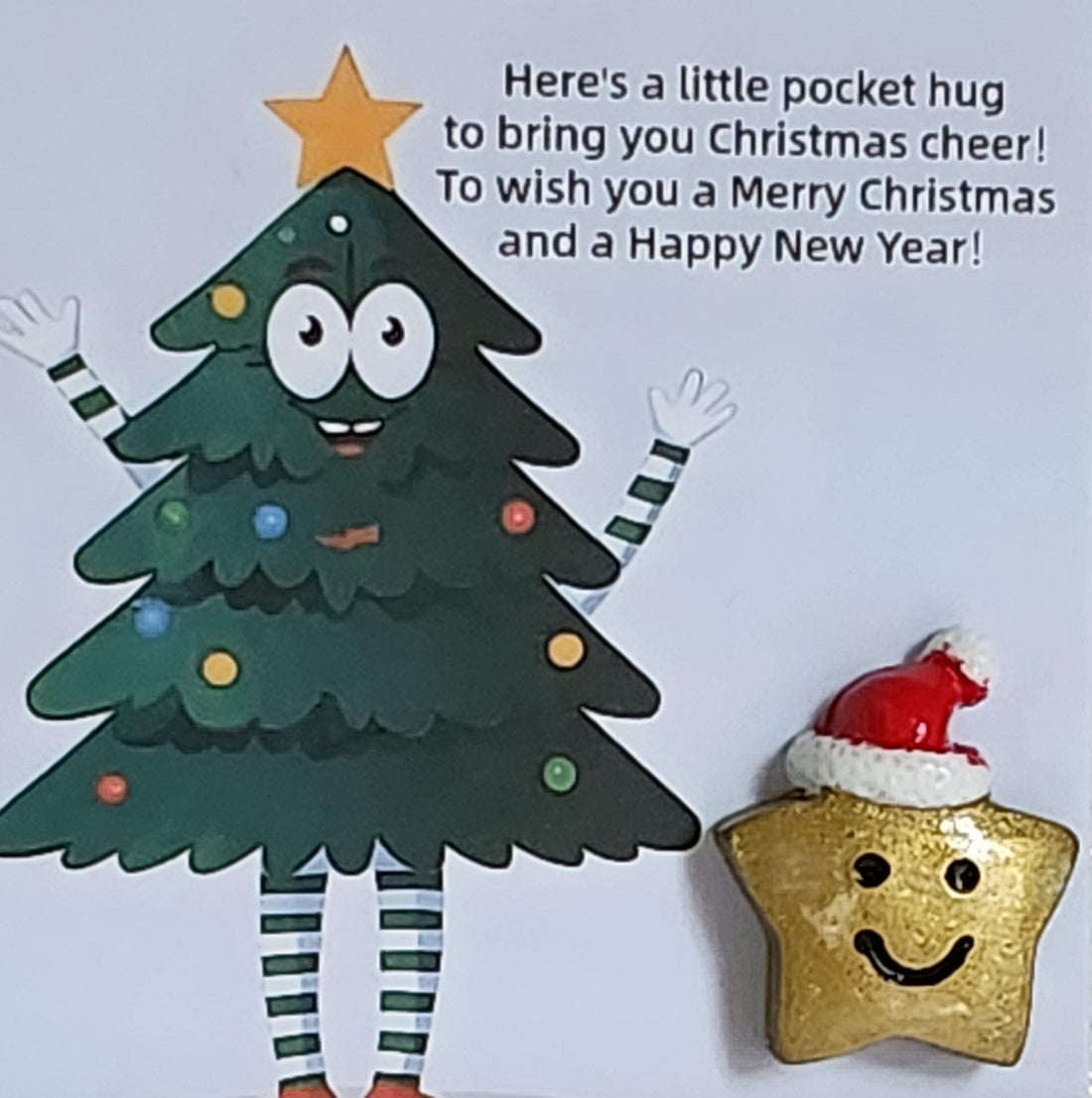 Christmas Pocket Hug 3d Gold Star Pocket Hug Mounted On Gift Card Secret Santa.