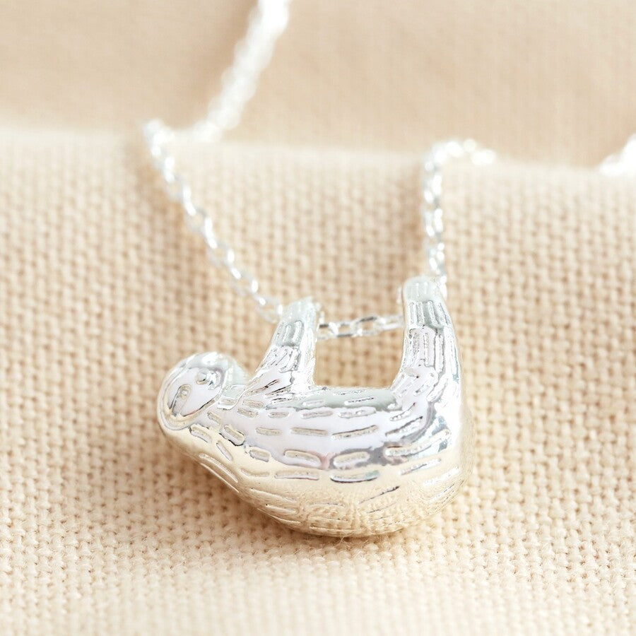 Silver Sloth Pendant Necklace By Lisa Angel