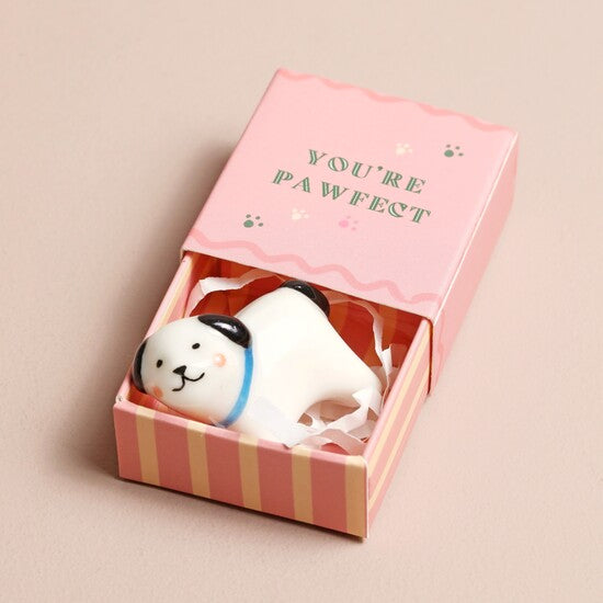 Lisa Angel Tiny Matchbox Ceramic Hug Token Matchbox Ceramic Dog 'You're Pawfect' Lisa Angel Positivity Gift