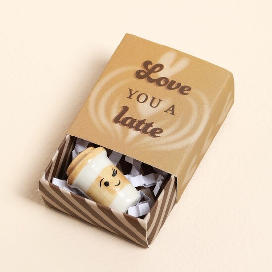 Lisa Angel Tiny Matchbox Ceramic Token Hug Token Matchbox Ceramic Latte 'Love You A Latte' Lisa Angel Positivity Gift